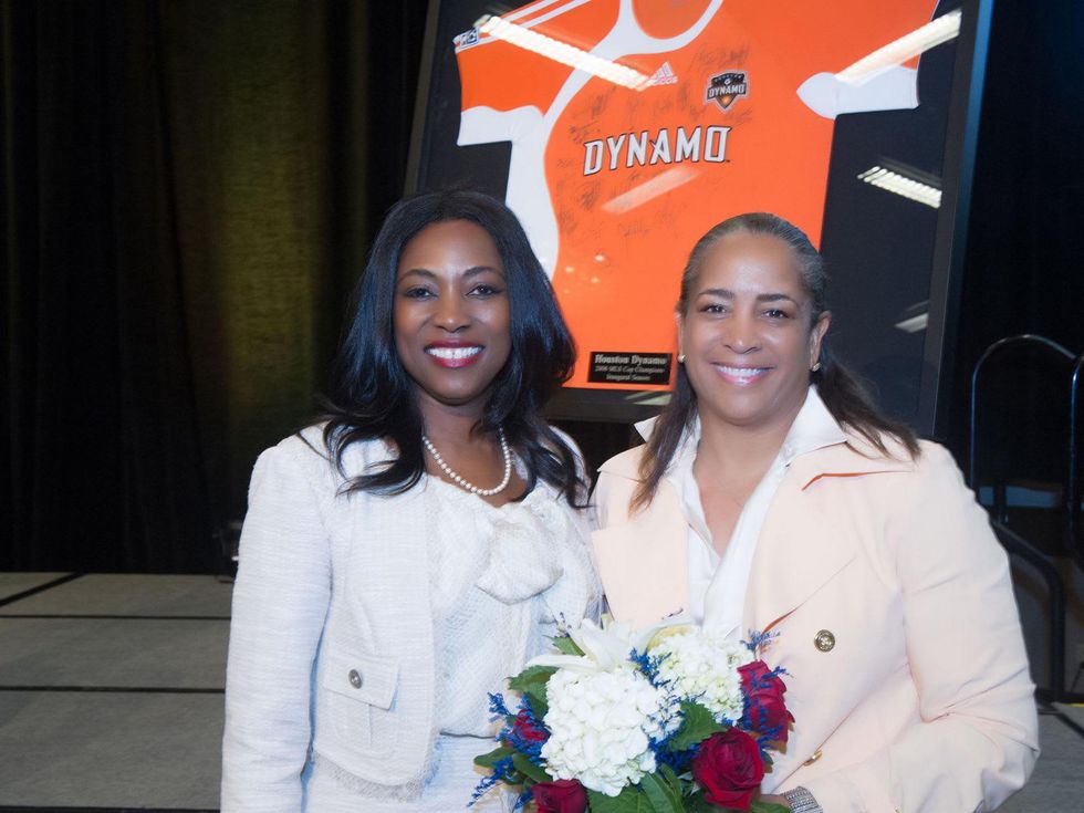 1517 Dr. Kathy Flanagan, left, and Vernita Harris at the Career and Recovery Luncheon July 2014