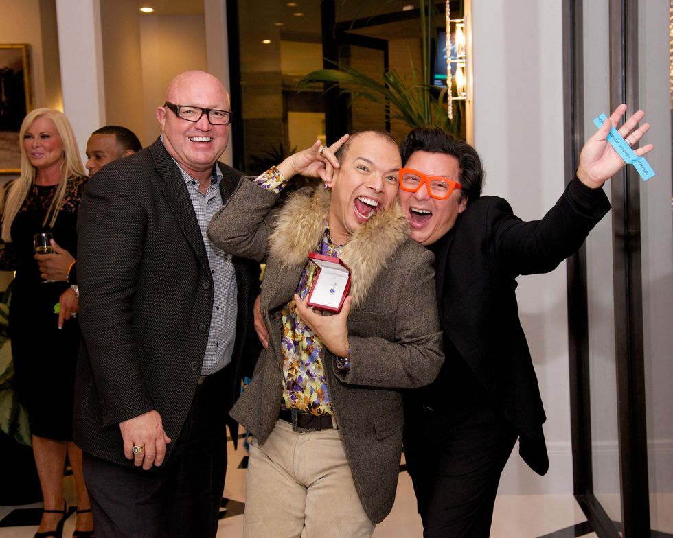 155 David Arpin, from left, Alex Martinez and J. Michael Soliz at Theresa Roemer first charity closet party November 2014