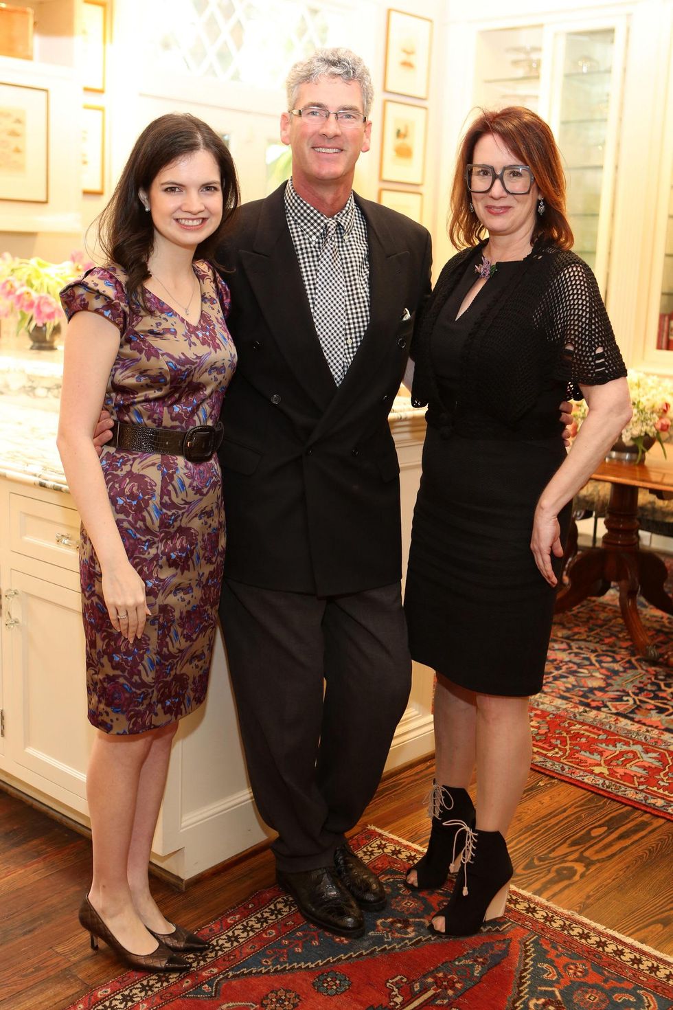 159 Sarah Dunagin, from left, Tom LeCloux and Rebekah Johnson at the Houston Grand Opera Tea March 2015