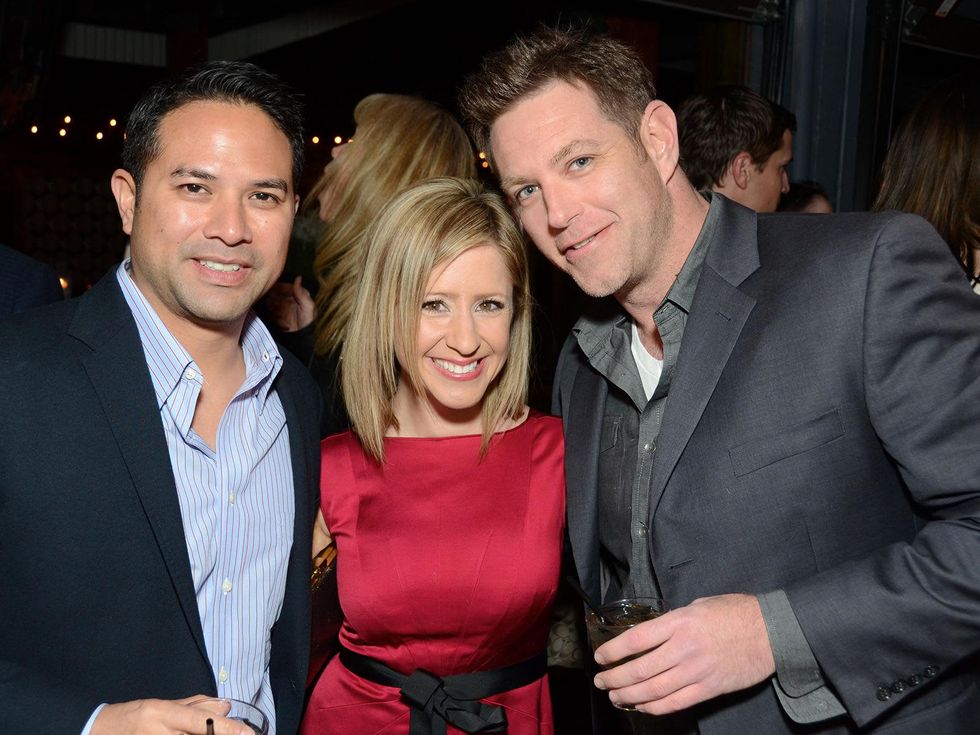 16 102 Ryan DeHoyos, from left, Margot Delaronde and Kevin Connolly at the American Heart Association Bachelor Party February 2014
