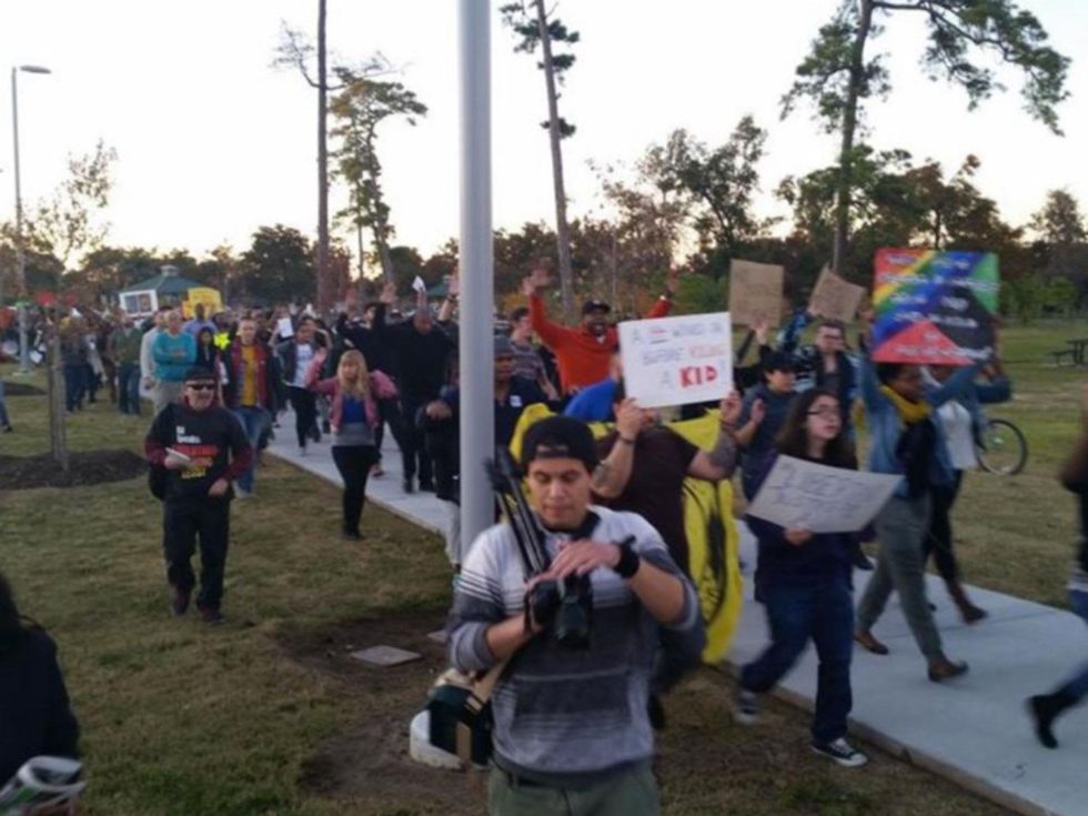 16 Houston Ferguson protest November 2014 Dozens of people gathered in Houston's MacGregor Park around 5 p.m. Tuesday to protest the Ferguson grand jury decision.