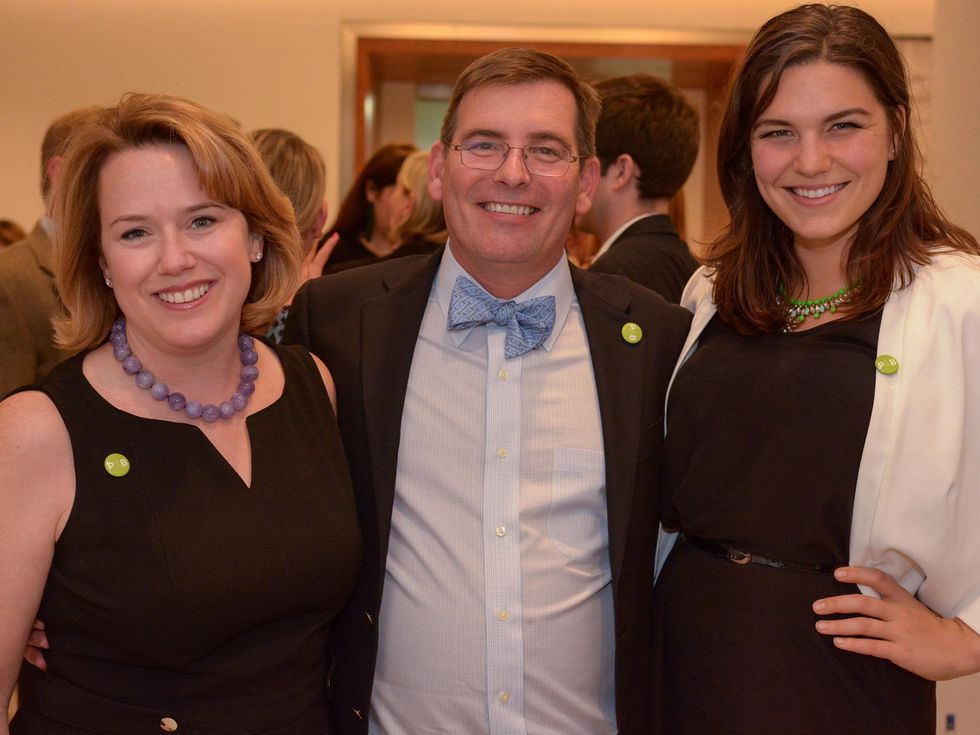 16 Jennifer and David Mire, from left, with Lauren Tennet at Preservation Houston's Pier & Beam #ThrowbackThursday Party November 2014