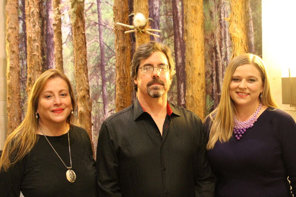 16 Mercedes Grifno, from left, Albert Nurick and Kim Bellini at The Woodlands cocktail reception and gingerbread doghouse auction December 2014