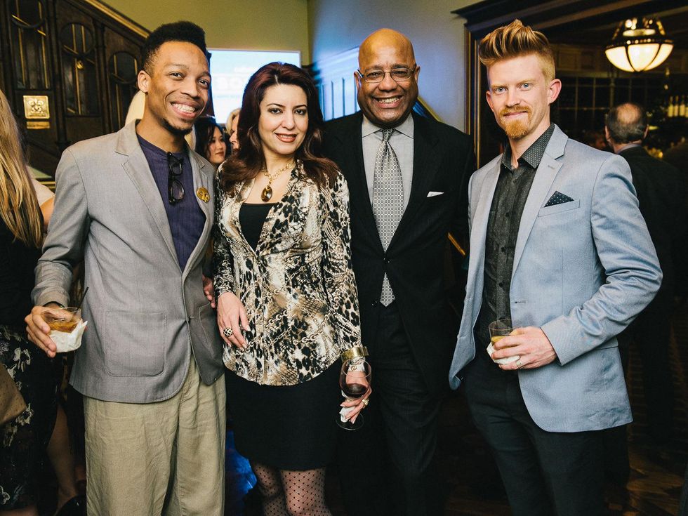 16 Ryan O. Harris, from left, Parissa Mohajer, Michael Rearson and Whit Bones at the CultureMap Social at La Colombe d'Or February 2014