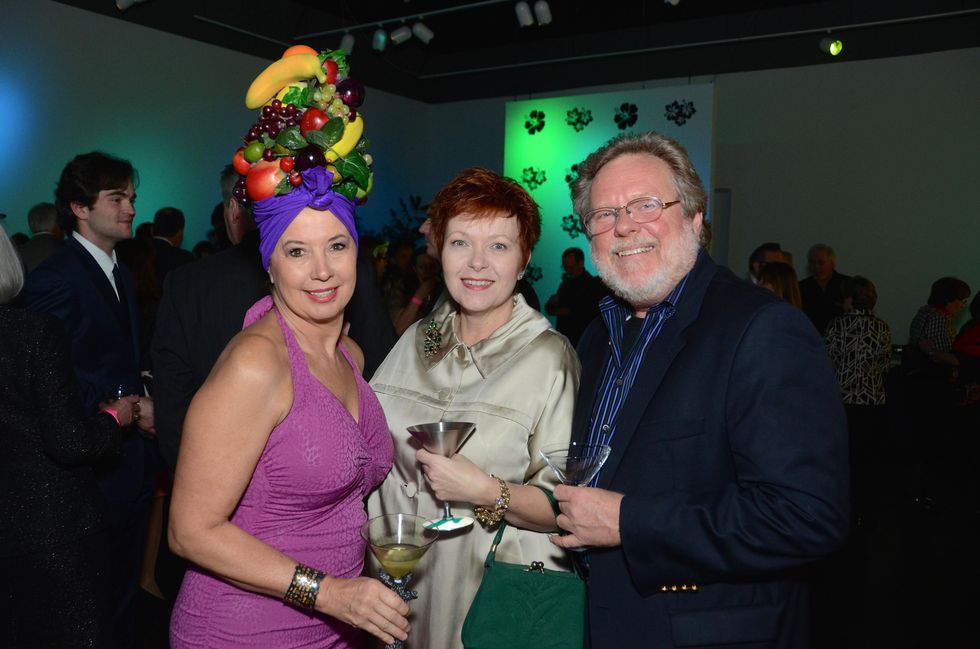 165 Jan Harrell, from left, Lyn Huck and David Harleston at the Craft Museum Martini Madness party January 2015