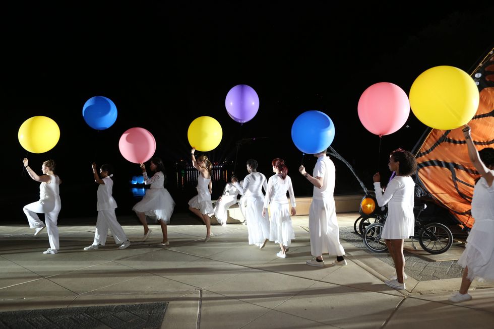 17 Balloon dancers at Evening in the Park April 2014