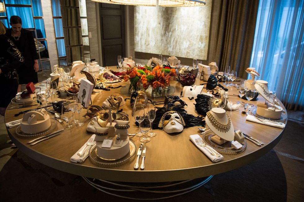 17 Table with Tenenbaum & Co. jewelry and David Peck masks at the Houston Ballet kick-of party October 2014