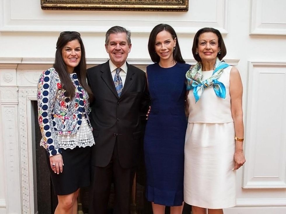 17582 Emily Hodges, from left, Dr. Zachary Hodges, Barbara Pierce Bush and Anna Hodges at the Blue Bird Circle Luncheon May 2014