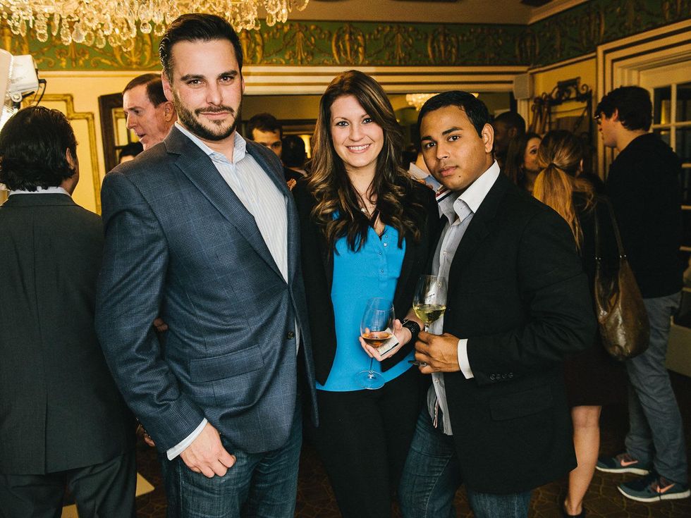 18 Adam Roberts, from left, Maghan Malloy-Pruitt and Ruel Sosa at the CultureMap Social at La Colombe d'Or February 2014
