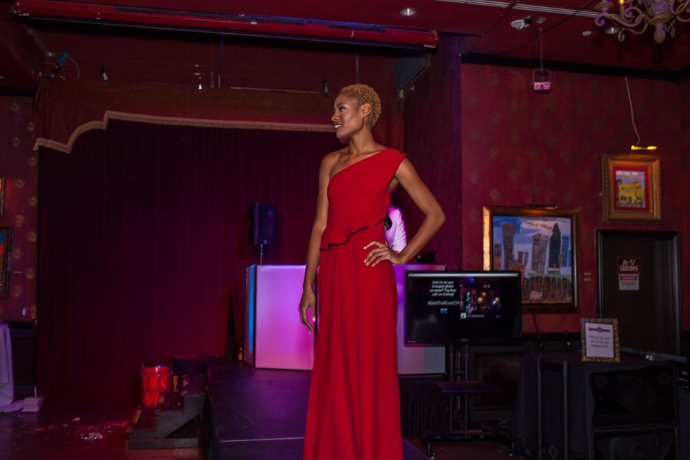 18 BEAZ model in Danny Nguyen Couture at the Beat the Holiday Blues event December 2014