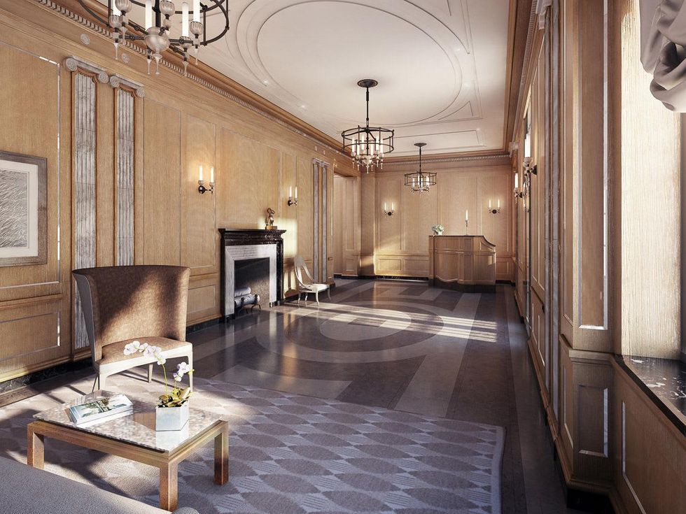 18 Gramercy Park, Leslie Alexander, lobby, rendering, October 2012, NYC penthouse