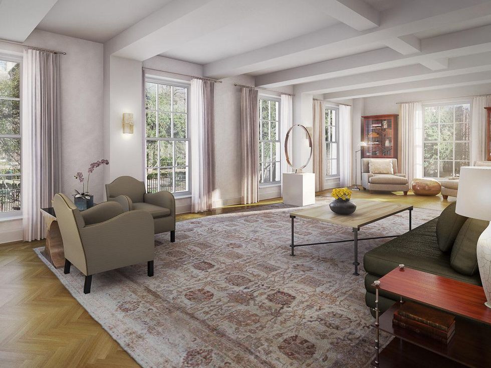 18 Gramercy Park, Leslie Alexander, NYC penthouse, living room rendering, October 2012