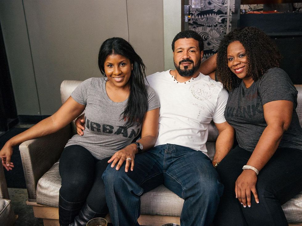 18 Shanna and Eric Jones, from left, with Felice Sloan at CityCentre Night Out with CultureMap April 2014