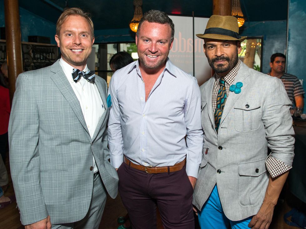 19 Michael Broderick, from left, Travis Shirley and Todd Ramos at the CultureMap Summer Social July 2014