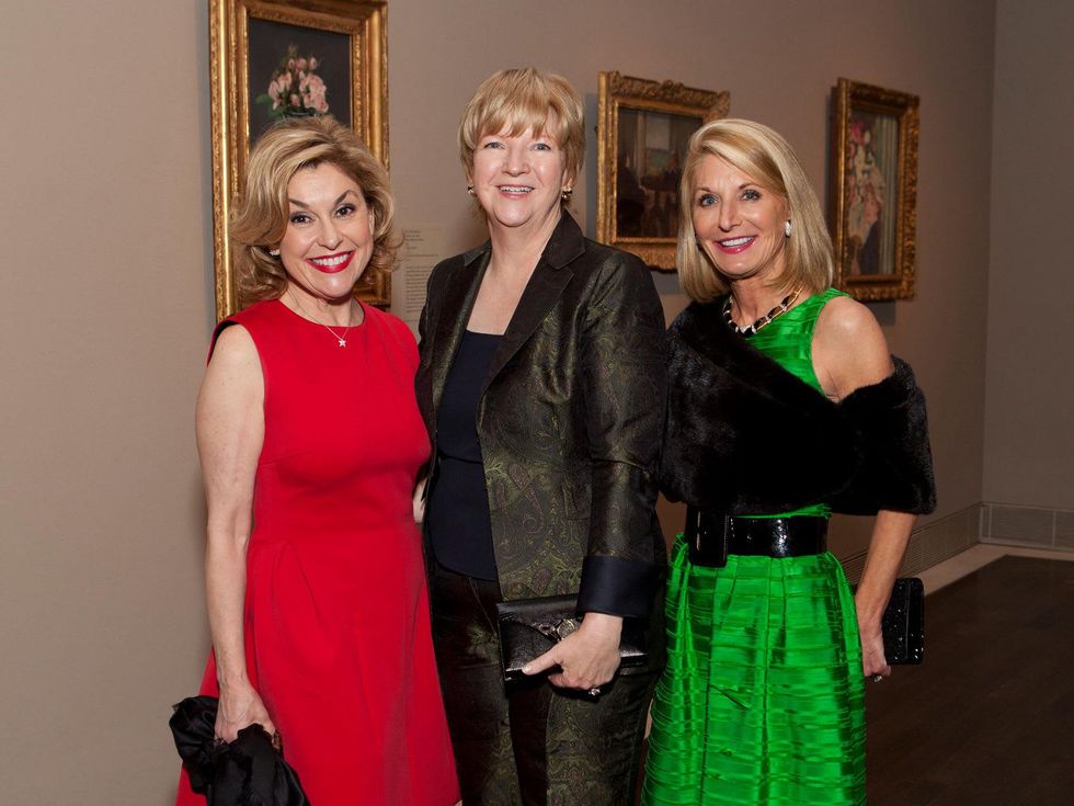 19 Sharyn Weaver, from left, Leslie Blanton and Lisa Mears at the MFAH Impressionism dinner December 2013