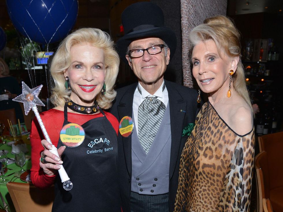1S Lynn Wyatt, from left, Bob Sakowitz and Joan Schnitzer Levy at the Emerald City ESCAPE Celebrity Serve Benefit April 2014 by Jeff Grass