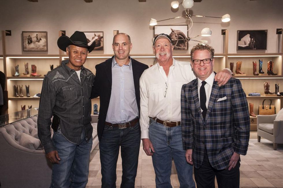 2 7619 Neal McCoy, from left, Matt Shipman, Goose Gossage and Jay Hamby at the Lucchese Grand Opening February 2015