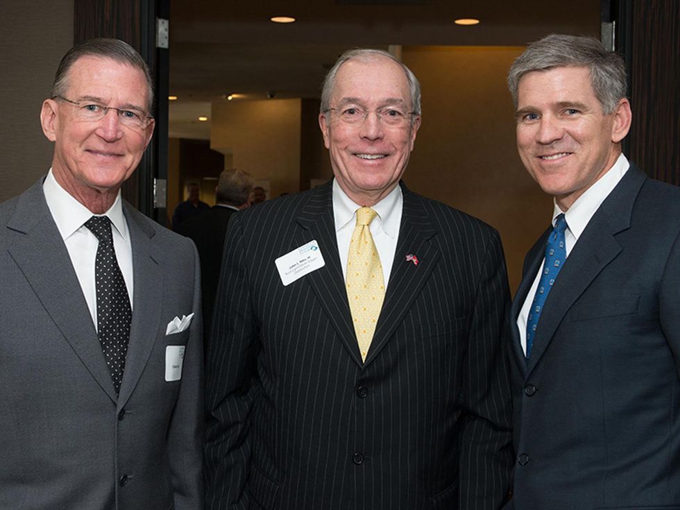 2 Charles Tate, from left, John Nau III and Paul Hobby at the Future of Leadership luncheon April 2014