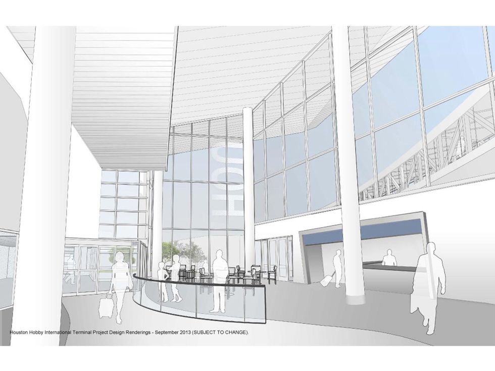 2 Hobby Airport terminal design rendering Meeters and Greeters Hall looking northwest