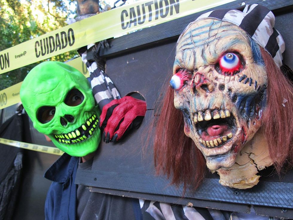 2 James Tryles Jr. mugging with monster Katie Oxford Haunted House November 2014