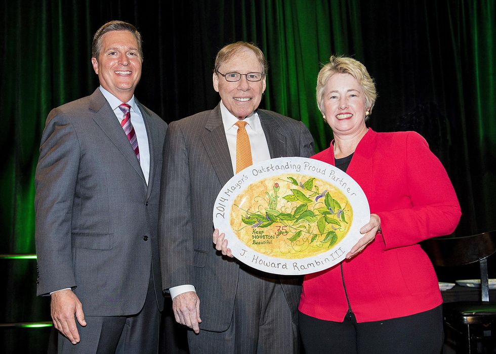 2 Jim Tates, from left, J. Howard Rambin III and Mayor Annise Parker at the Keep Houston Beautiful luncheon