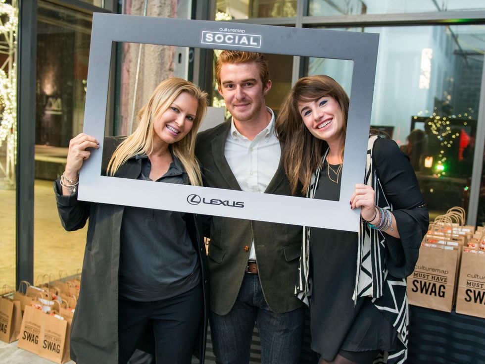 2 Tracy Hagemann, from left, Eric Franklin and Kaitlin Kerns at the CultureMap Social at the CultureMap Social at Gateway November 2014