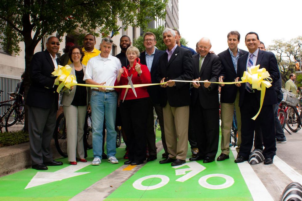 20 Downtown Bicycle Park Connector two-way bike track March 2015 ribbon cutting
