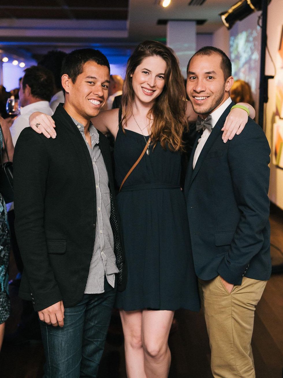 21 David Livasy, from left, Morgan Aven and Daniel Ruszkiewicz at CultureMap fifth anniversary birthday party October 2014