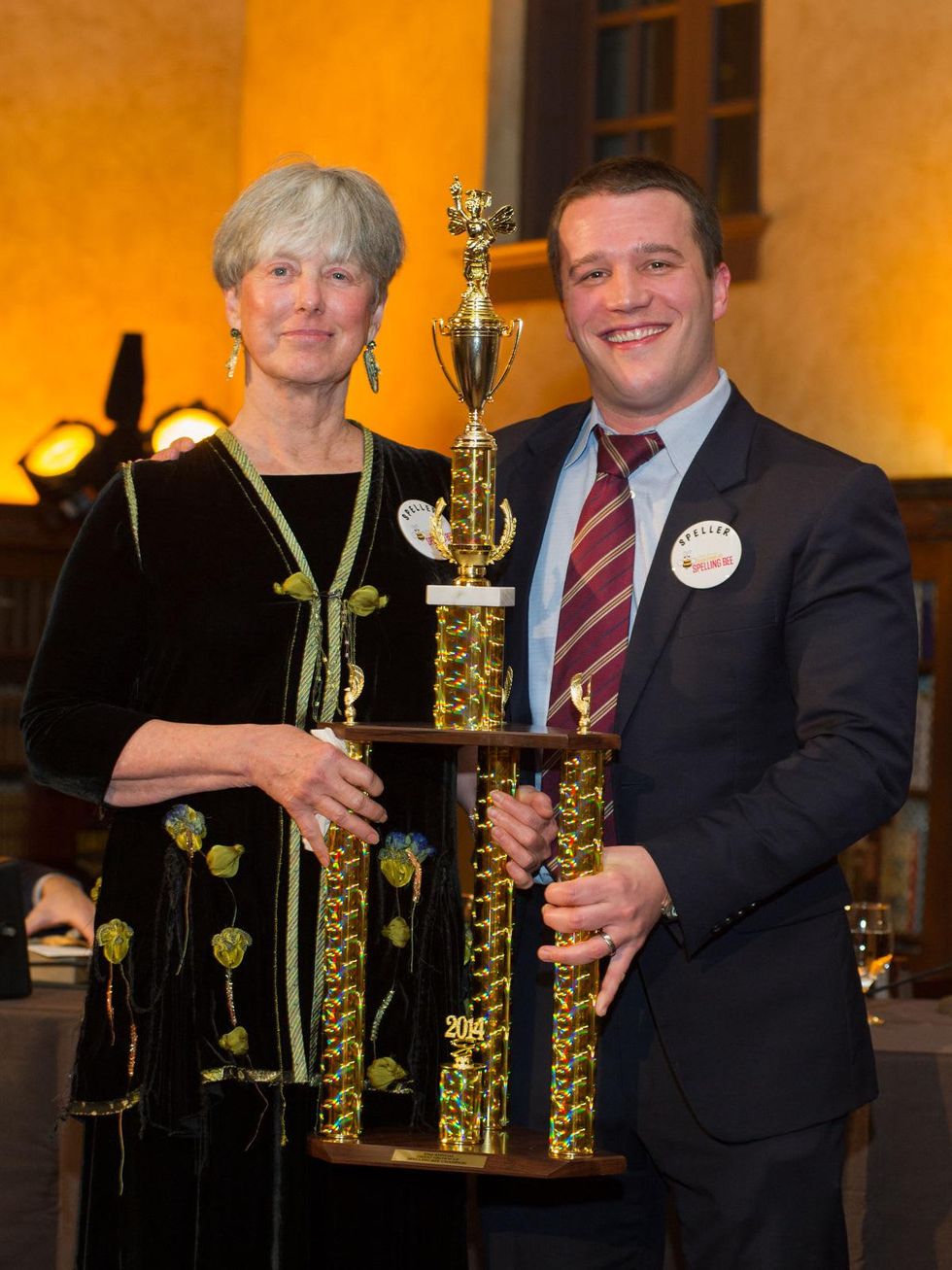 21 Linda Marshall and Ben Wickert at the Great Grown-Up Spelling Bee January 2014