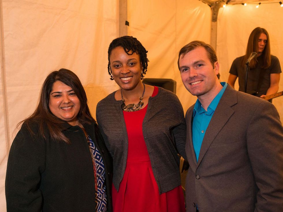 2150 50 Sunisha Choksi, from left, Jamie Larmond and Patrick Hanley at the Joiner holiday party December 2013
