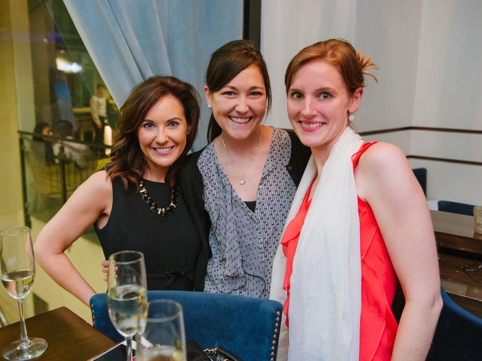 22 Alison Stevens, from left, Lindsey Lyle and Hillary Klaassen at the CultureMap Social at Saint Genevieve October 2013