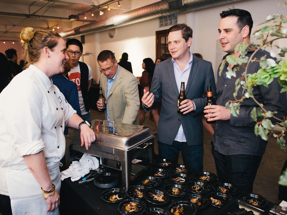 22 Marlies Wasterval, from left, Brian Russell and Adam Roberts at CultureMap's 2014 Tastemakers Awards May 2014
