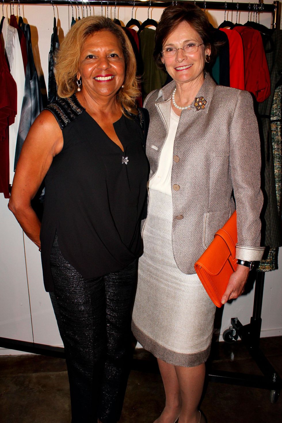 22 Yvonne Cormier, left, and Bobbie Nau at the Dress for Dinner kickoff in new David Peck Showroom September 2014