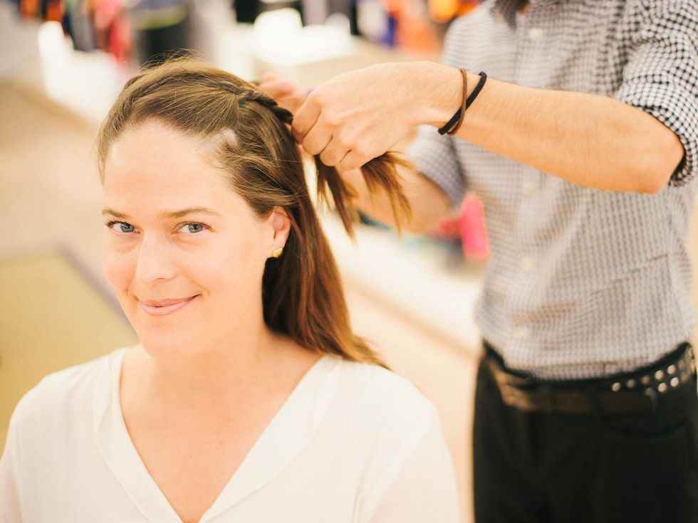 228 Splendid boutique party April 2013 Lucia Clark getting her braids