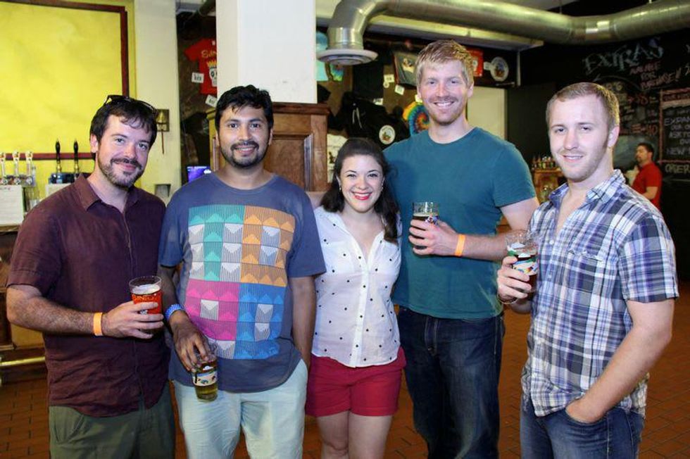 23 Austin Jordan, from left, Fernando Gutierrez, Haley Ray, Lance Paquette and Grant Waters at the Houston Area Women's Center Young Leaders Independence Day Bash July 2014