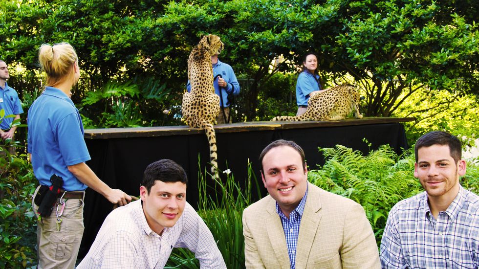 23 Sam Frapart, from left, David Cygialman and Everett Grossman at Cheetah Conservation and The Houston Zoo Event March 2015