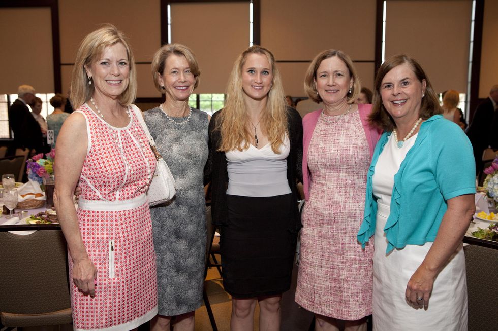 230 Sheryl Doyle, from left, Anne Thomson, Ginny Fuchs, Peg Fuchs and Alden Womack at the Hope and Healing Center luncheon May 2014