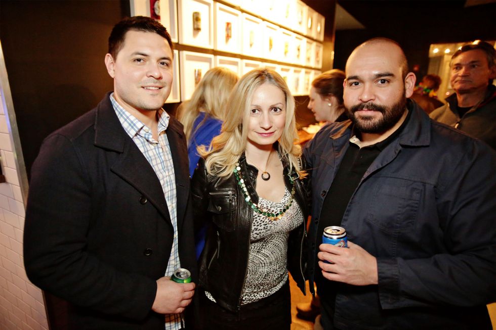 24. Lana Vallet, from left, Mike Diaz and Lupe Espinoza at Gray\u2019s Public House Mardi Gras grand opening benefiting Urban Green February 2015