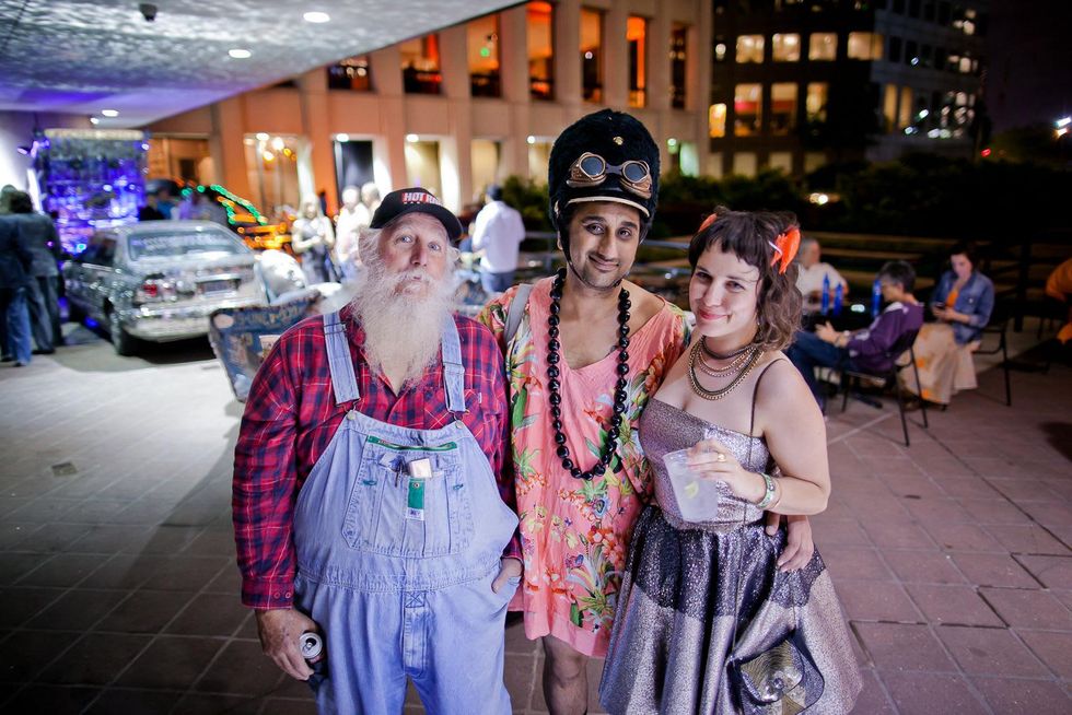 255 Ralph Ullrich, from left, Harbeer Sandhu and Beennie Jowman at the Art Car Ball April 2015