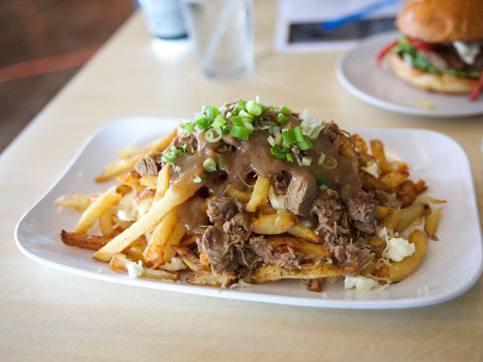 26 first look at Bernie's Burger Bus restaurant June 2014 french fries with gravy