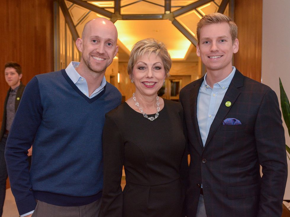 27 Mike Mahlstedt, from left, Jano Nixon Kelley and Kyle Dutton at Preservation Houston's Pier & Beam #ThrowbackThursday Party November 2014