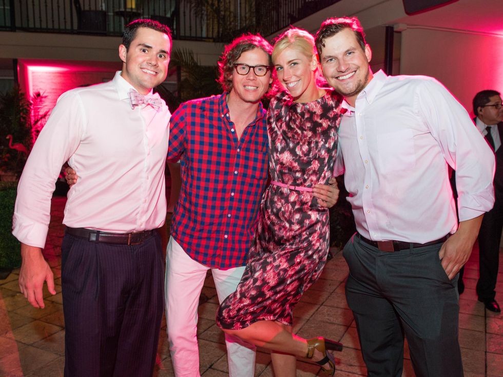27 Richard Campo, from left, Will Walsh, Lindsey George and Jeremy Smith at the Pink Party at Hotel ZaZa July 2014