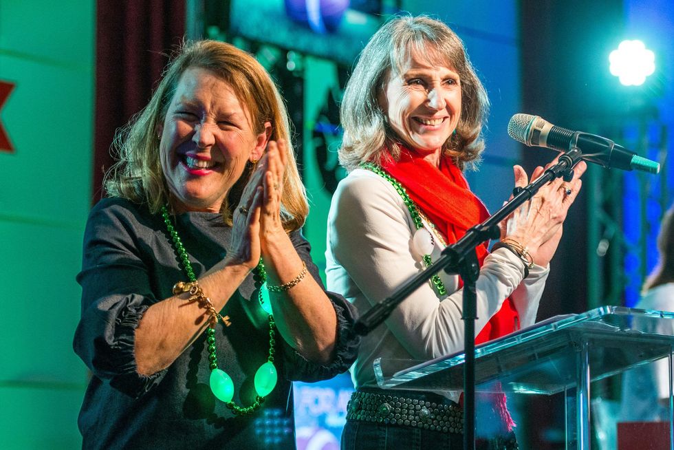 277 Laurie Vander Ploeg, left, and Kathy Johnson at the Camp For All Super Ball February 2015