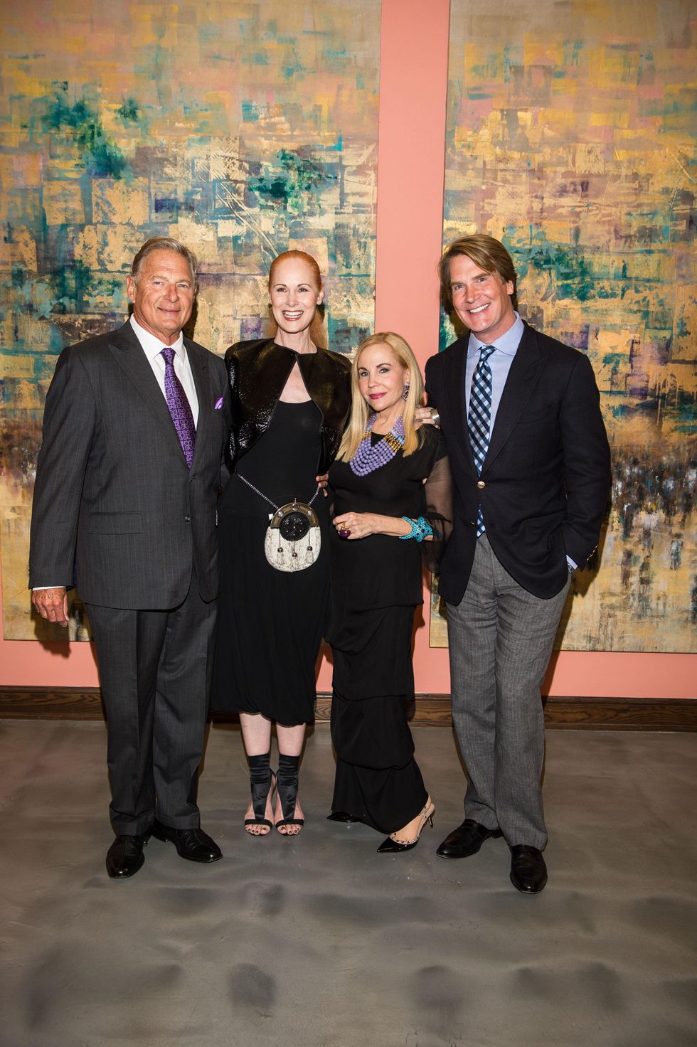 2801 George Ward, from left, Scott Peck, Carolyn Farb and George Lancaster at the Barbara Hines Art Opening in Dallas October 2014
