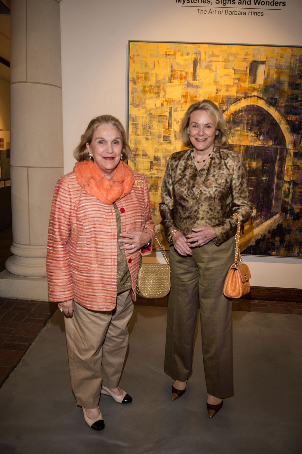 2868 Carrie Horne, left, and Anne Duncan at the Barbara Hines Art Opening in Dallas October 2014