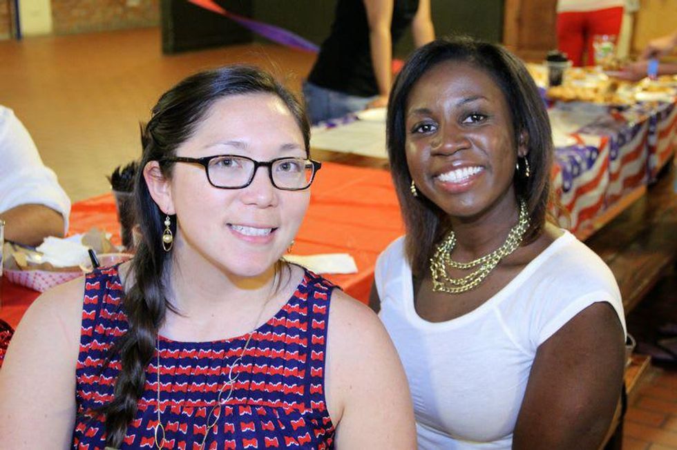 29 Lindsay Calvert, left, and Shaneka Smith at the Houston Area Women's Center Young Leaders Independence Day Bash July 2014