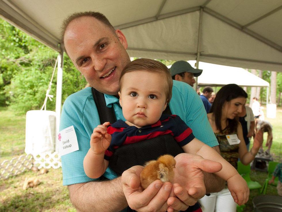 29, Texas Children's Ambassadors party April 2013 David Walkup, William Walkup with chick