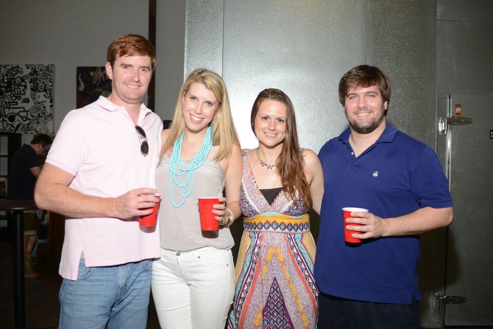 29. William Smith, from left, Sarah Gruber, Carolyn Sylvan and Harrison Collie at the Bayou Preservation Association Herons party June 2014