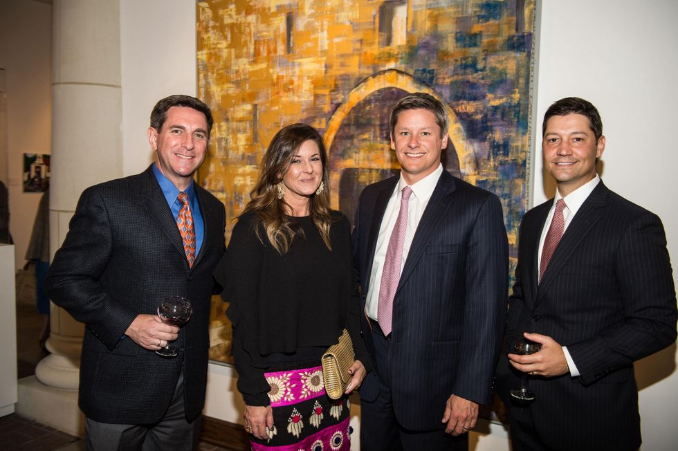 2924 Mark Clegg, from left, Amy Johnson, Heath Johnson and Andrew Johnson at the Barbara Hines Art Opening in Dallas October 2014