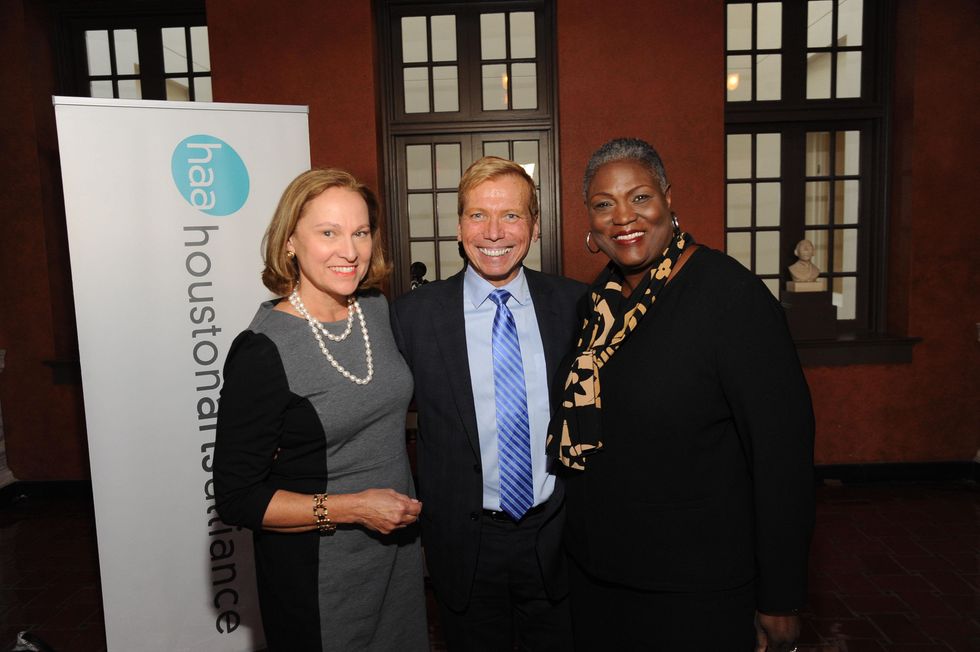 3 5520 Minnette Boesel, from left, Jonathon Glus and Dr. Rhea Brown Lawson at the Port of Houston library exhibition celebration September 2014